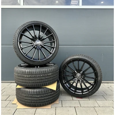 19 Zoll Sommer Kompletträder V2 Wheels schwarz für Audi A6 C6 4F
