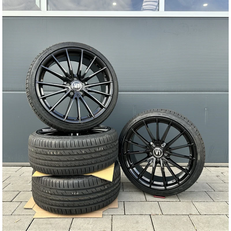 19 Zoll Sommer Kompletträder V2 Wheels schwarz für Audi A6 C6 4F